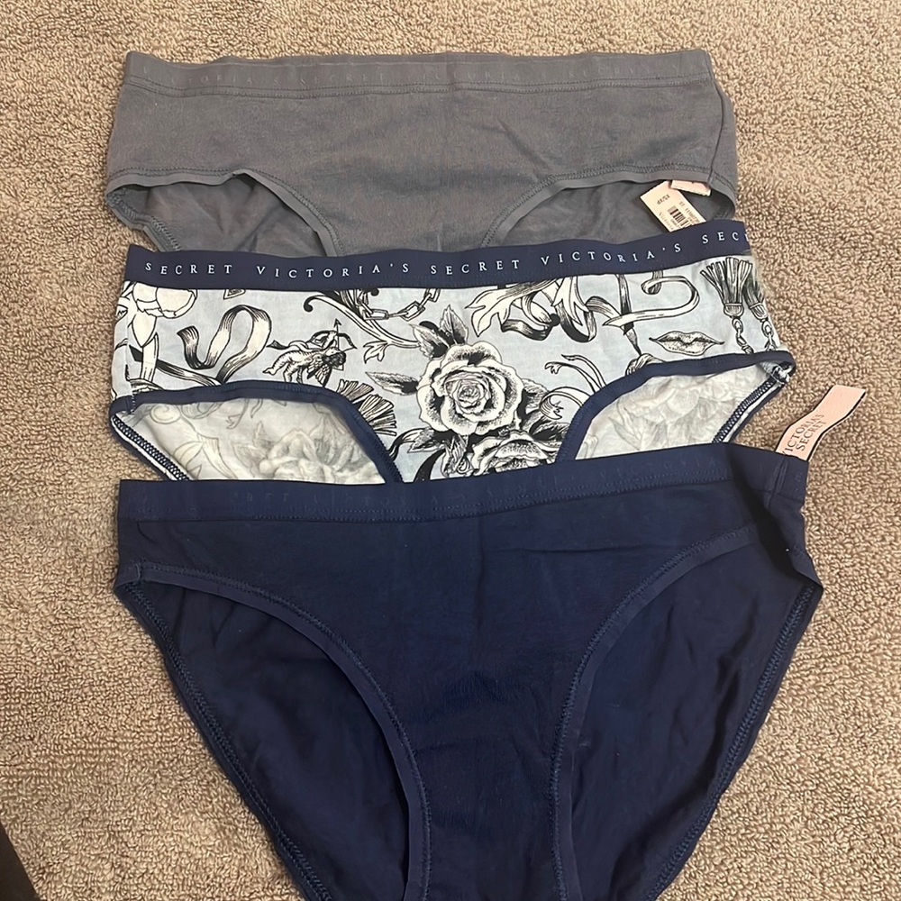 Victoria Secret bundle of 3 underwear blue and gray